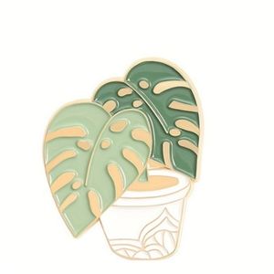 Monstera leaf plant 💚 with pot nature pin